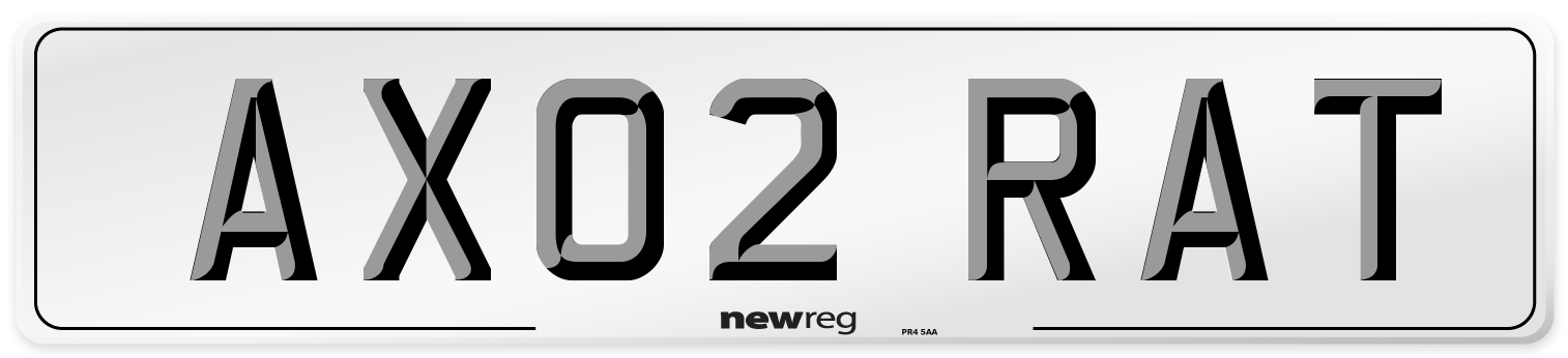 AX02 RAT Number Plate from New Reg